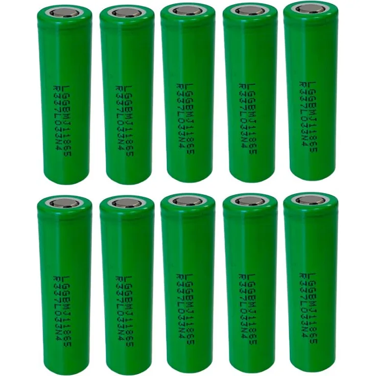 Akkuman 10x LG INR18650-MJ1 3,7V 3500mAh 10A unprotected flat Top