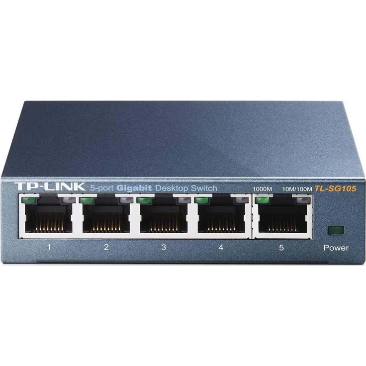 TP-Link TL-SG105 5-Ports Gigabit Netzwerk Switch (bis 2000 MBit-s im Vollduplexmodus, geschirmte RJ-45 Ports, Metallgehäuse, optimiert Datenverkehr, IGMP-Snooping, unmanaged, lüfterlos) blau metallic – Bild 2