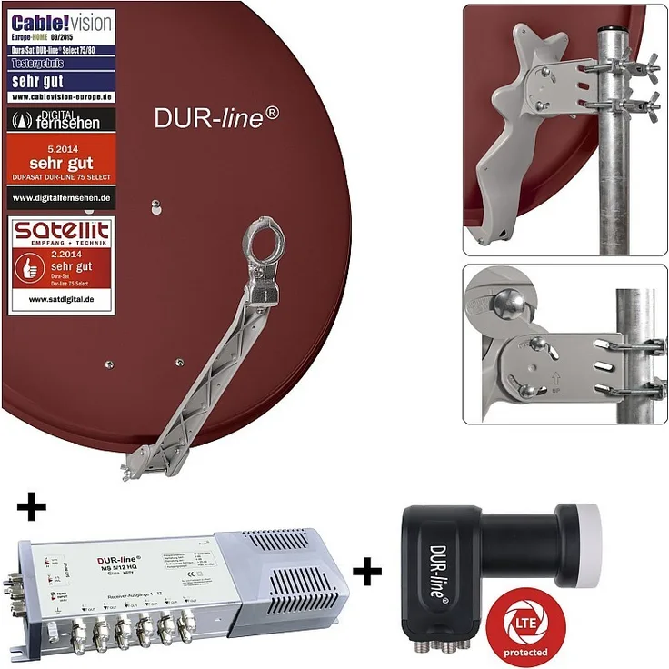 DUR-line Select 75/80cm Komplettanlage ziegelrot 1xSAT/12TN