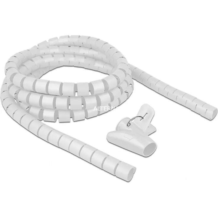 DeLock Spiralschlauch mit Einziehwerkzeug 2,5 m x 25 mm Kabelschlauch, weiß