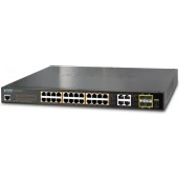 Planet Switch verwaltet 24 x 10/100/1000 PoE+ + 4 x Kombi-Gigabit-SFP Desktop an Rack montierbar (GS-4210-24P4C)