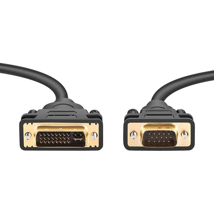 PremiumCord DVI-VGA Verbindungskabel - 1m, DVI-I (24+5) - VGA (15 Polig), Stecker auf Stecker, Kabel für PC (Analog)- DVI-I Geräten, Farbe schwarz