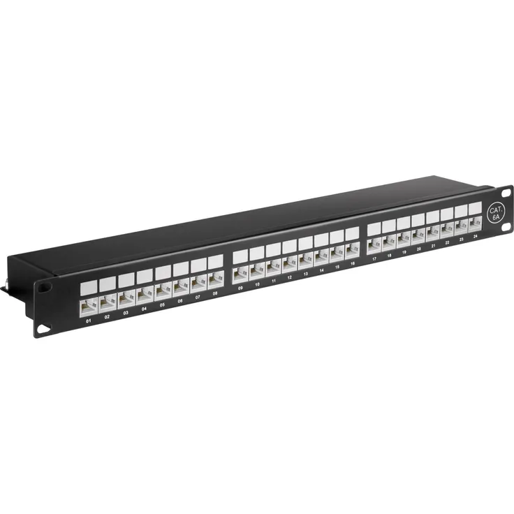 Goobay 90854 CAT 6a 19-Zoll (48, 3 cm) Patch Panel, 24 Port