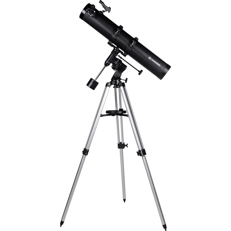 Bresser Spiegelteleskop Galaxia EQ-Sky 114-900 Teleskop mit Aluminium-Stativ, EQ-3 Montierung und Smartphone Kamera Adapter zum Erstellen von Fotos – Bild 1