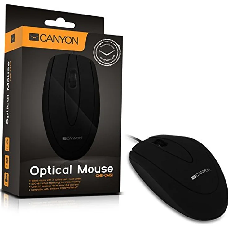 Canyon CNE-CMS1 – Maus (USB, Optisch, Universal, schwarz, Ambidextrös)