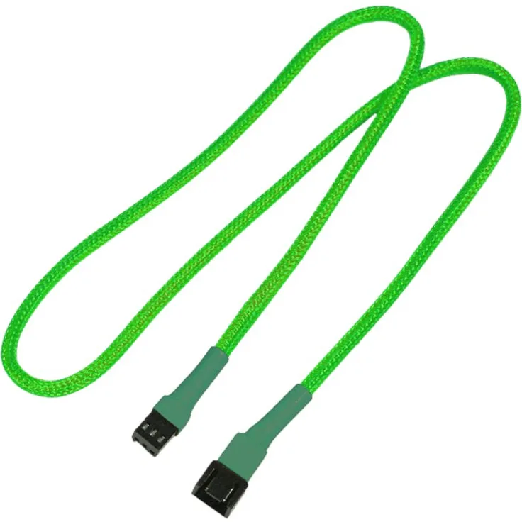 Nanoxia 900800001 3-Pin Molex Verlängerungskabel, 60 cm, Neon-Grüner Sleeve