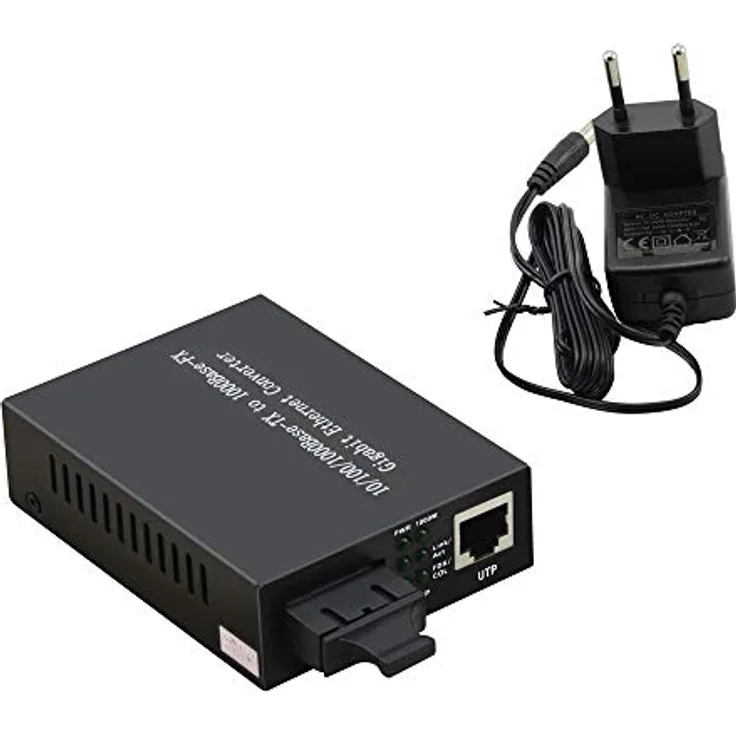 InLine Netzwerk Media Konverter 10-100-1000Mb-s TP zu LWL (SC Duplex), SM, 20km