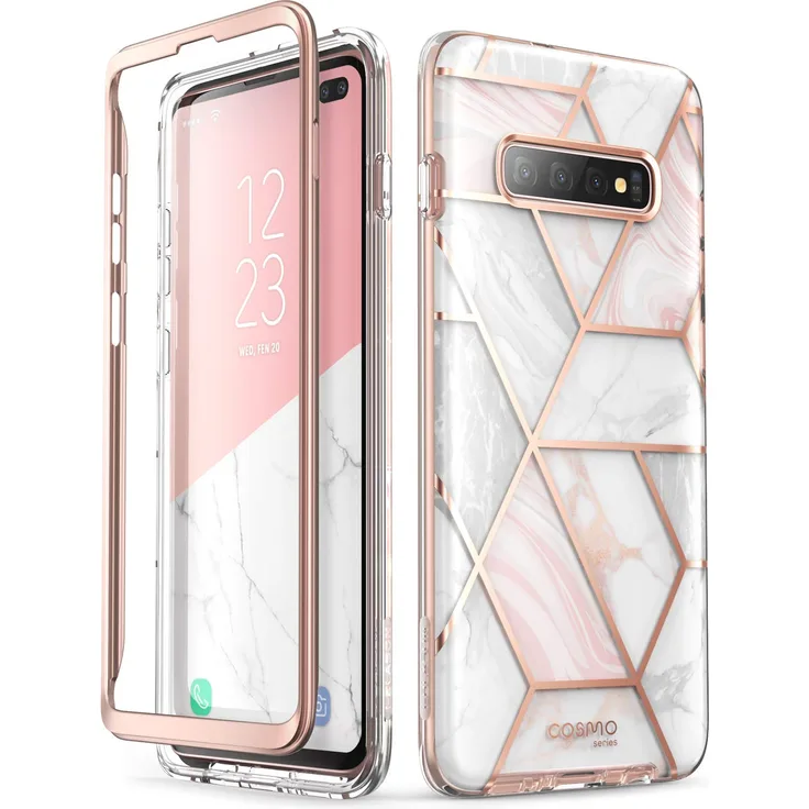 i-Blason Cosmo Series Schutzhülle für Samsung Galaxy S10+ Plus, stylische Glitzer-Schutzhülle Bumper-Hülle ohne integrierten Displayschutz (Marmor)