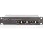 DIGITUS Gigabit Ethernet PoE+ Switch - 10 Zoll - 8 Ports - Unmanaged - IEEE 802.3at - 96 Watt Powerbudget - Schwarz