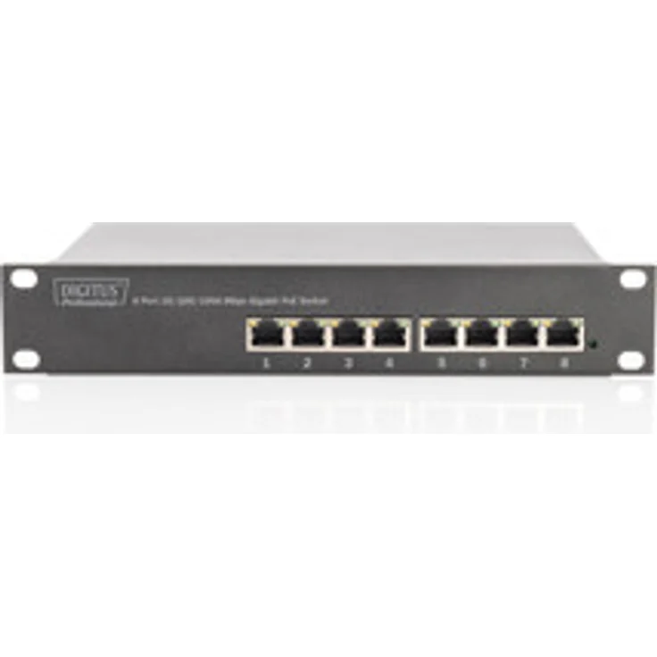 DIGITUS Gigabit Ethernet PoE+ Switch - 10 Zoll - 8 Ports - Unmanaged - IEEE 802.3at - 96 Watt Powerbudget - Schwarz – Bild 1