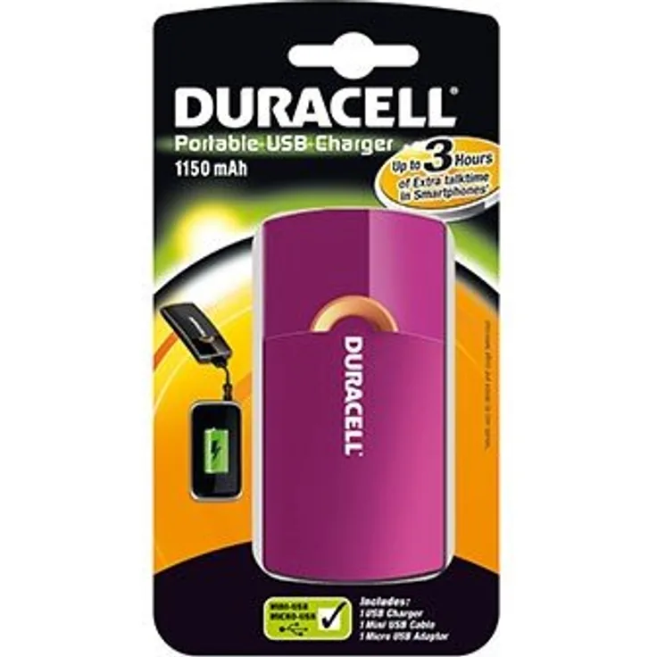 Duracell USB tragbares Ladegerät pink
