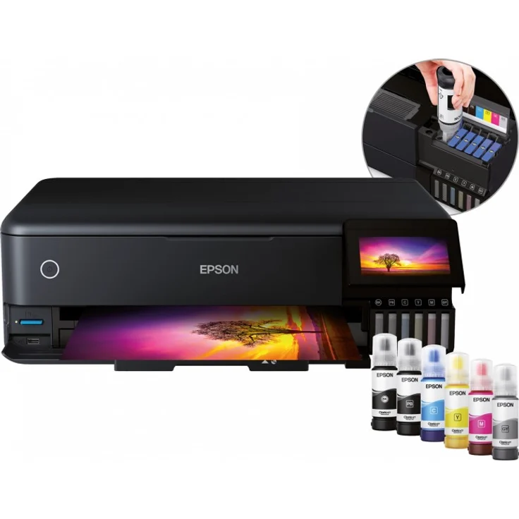 Epson EcoTank ET-8550 3-in-1 Tinten-Multifunktionsgerät (Kopie, Scan, Druck, A3, 5 Farben, Fotodruck, Duplex, WiFi, Ethernet, Display, USB 2.0), Tintentank – Bild 4