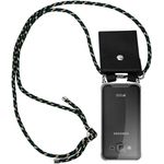 cadorabo Handykette für Samsung Galaxy J3/J3 DUOS 2016 in CAMOUFLAGE, Silikon Necklace Umhänge Hülle mit Silber Ringen, Kordel Band Schnur und abnehmbarem Etui, Schutzhülle