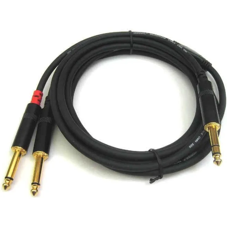 Cordial CFY 3 VPP Y-Adapterkabel (Klinke 6,3mm stereo gold-2x Klinke 6,3mm mono gold, Länge 3m)