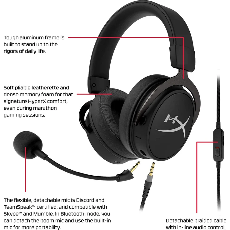HyperX HX-HSCAM-GM Cloud MIX - Kabelgebundenes Gaming Kopfhörer + Bluetooth – Bild 2