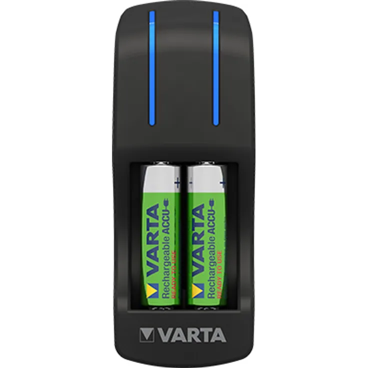 Varta 57642301431   Ladegerät, 4 AA, 2100 R2U + 2 Batterien AAA, 800 mAh R2U, Schwarz