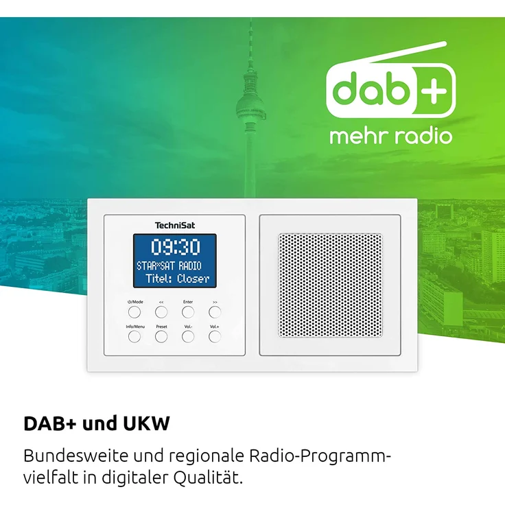 TechniSat DIGITRADIO UP 1 Unterputz-Radio mit Bluetooth, LCD-Display, spritzwassergeschützt, Wecker, weiß – Bild 5