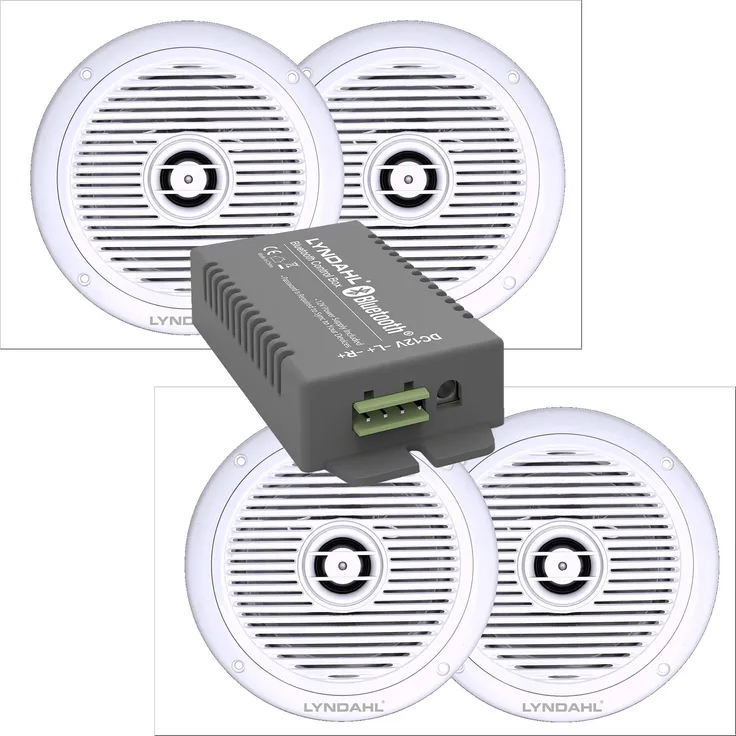 LYNDAHL Deckenlautsprecher / Einbaulautsprecher für Feuchträume CS180IP und Bluetoothverstärker CS200BT-AMP als Set mit 4 Lautsprechern Einbau-Lautsprecher