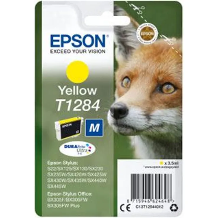 Epson Original T1284 Tinte Fuchs, S22 SX125 SX420W BX305F BX305FW SX130 SX440W BX305FW SX435 SX235W, (gelb)