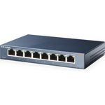 TP-Link TL-SG108 V3 8-Ports Gigabit Netzwerk Switch (bis 2000MBit-s im Vollduplexmodus, geschirmte RJ-45 Ports, Metallgehäuse, optimiert Datenverkehr, IGMP-Snooping, unmanaged) blau metallic