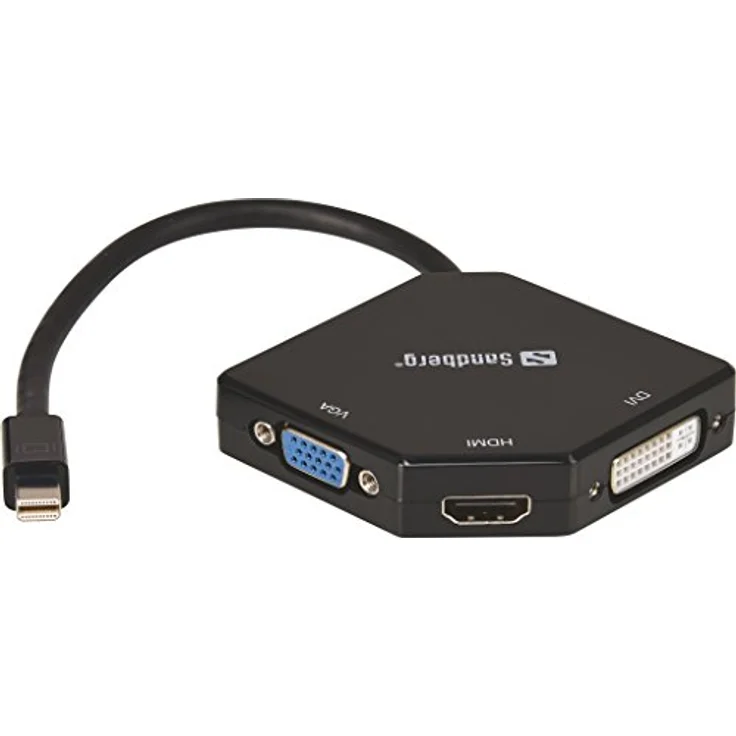 Sandberg 509-12 Adapter ''MiniDP auf HDMI+DVI+VGA'' schwarz