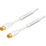 1m HB-DIGITAL HDTV Antennenkabel Anschlusskabel Koax Stecker auf Buchse vergoldet Koaxialkabel mit Mantelstromfilter mit 2x Ferritkern weiss