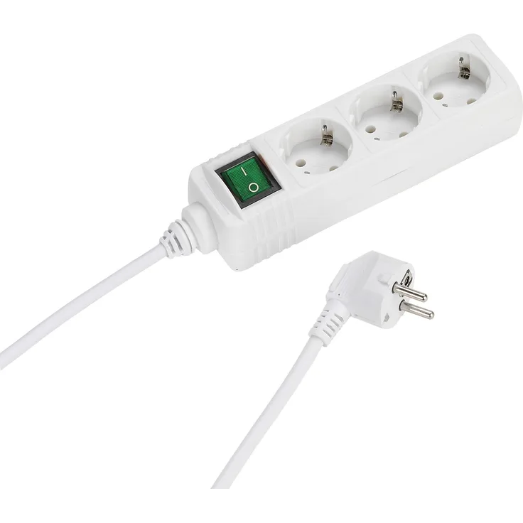 Vivanco EBLS3 W 3-fach Steckdosenleiste mit Schalter und Kindersicherung (3 m Zuleitung, Aderquerschnitt 1,5 qmm) weiß