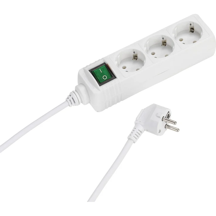 Vivanco EBLS3 W 3-fach Steckdosenleiste mit Schalter und Kindersicherung (3 m Zuleitung, Aderquerschnitt 1,5 qmm) weiß