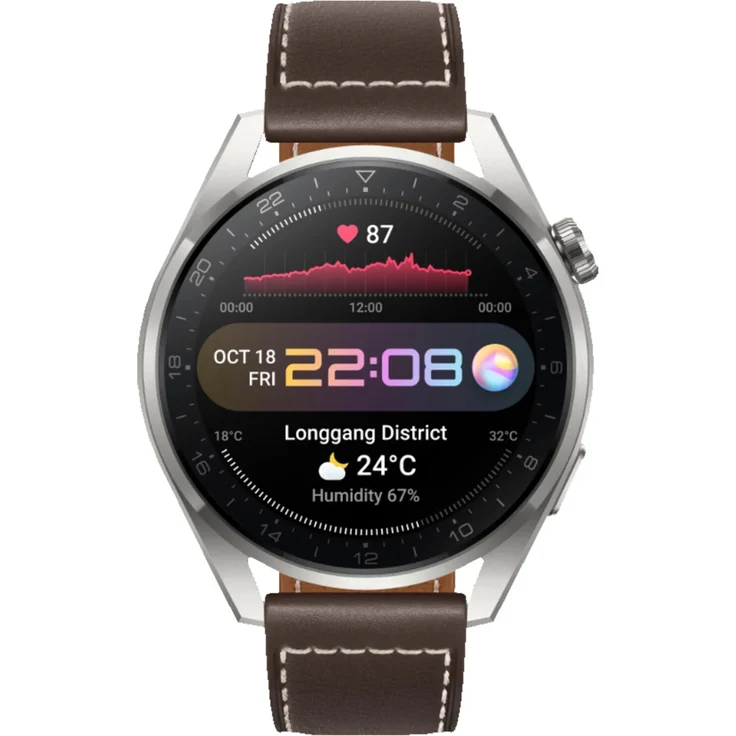 Huawei Watch 3 Pro Classic Edition Smartwatch GPS, Unisex, 48mm, Lederarmband, Titanium/Braun – Bild 3