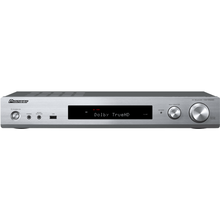 Pioneer 5.1 Kanal AV Receiver, VSX-S520D-S, Hifi Verstärker 80 Watt-Kanal, DAB+, WLAN, Bluetooth, Multiroom, Dolby TrueHD-DTS-HD, Musik Apps (Spotify, Deezer u.a.), Internetradio, Silber – Bild 1