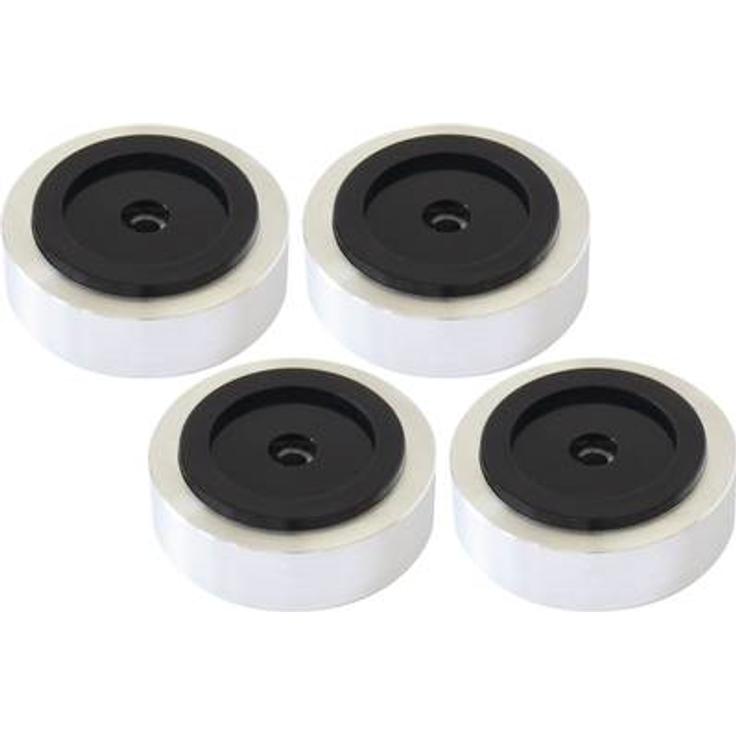 Dynavox Aluminium-Füsse für HiFi-Geräte, 4er-Set, polierte Füße mit hoher Stabilität und Gummi-Dämpfern, Silber
