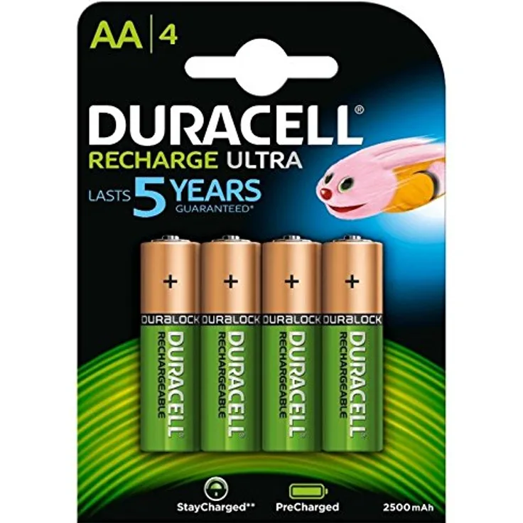 Duracell Rechargeable AA 2500 mAh Mignon Akku Batterien LR6, 4er Pack