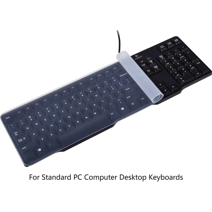 CASEBUY Universal Transparent Wasserdicht Anti Dust Silikon Tastatur Schutzfolie Cover Haut für Standard Größe PC Computer Desktop-Tastaturen (Größe: 44,5 cm × 14 cm)