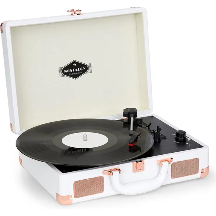 Nostalgy by auna Peggy Sue Retro-Plattenspieler LP USB AUX MDF-Koffer Kunstled