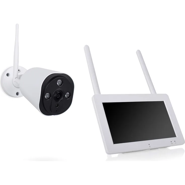 Smartwares CMS-30100 Funk-Überwachungskamera-Set mit tragbarem Monitor und Aufzeichnung, 1080p HD | e App | Nachtsicht | erweiterbar