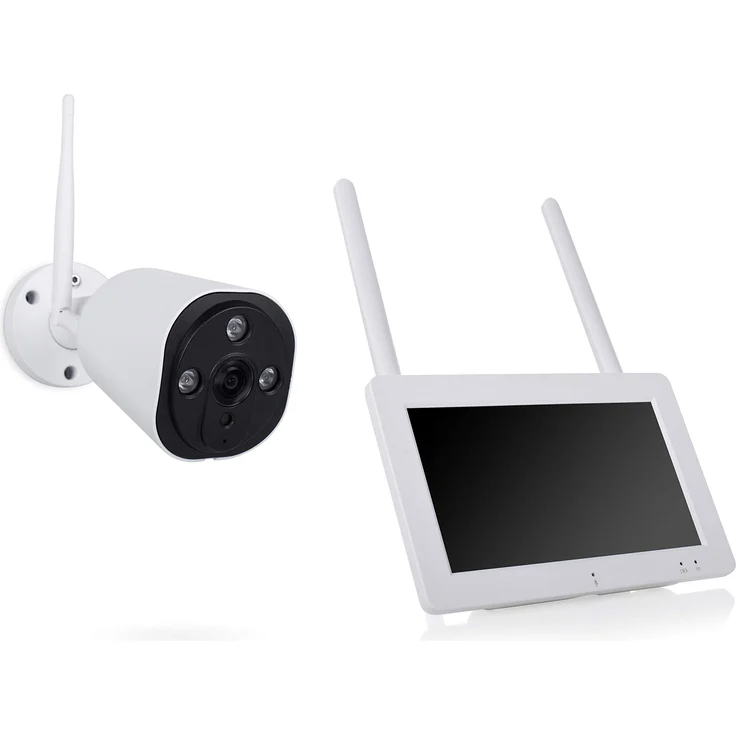 Smartwares CMS-30100 Funk-Überwachungskamera-Set mit tragbarem Monitor und Aufzeichnung, 1080p HD | e App | Nachtsicht | erweiterbar