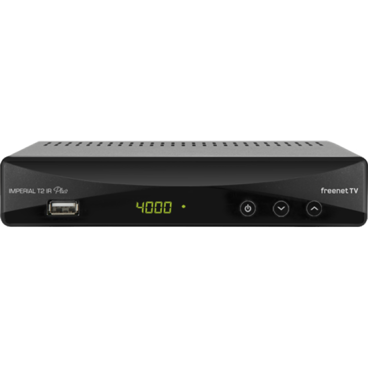 DigitalBox 77-560-00 Imperial T 2 IR Plus DVB-T2 HD Receiver mit Irdeto Entschlüsselung Freenet TV, H.265-HEVC, PVR Ready, HDMI, SCART, USB, LAN schwarz – Bild 1