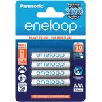 Panasonic eneloop, Ready-to-Use Ni-MH Akku, AAA Micro, 4er Pack, min. 750 mAh, 2100 Ladezyklen, starke Leistung und geringe Selbstentladung, wiederaufladbare Akku Batterie