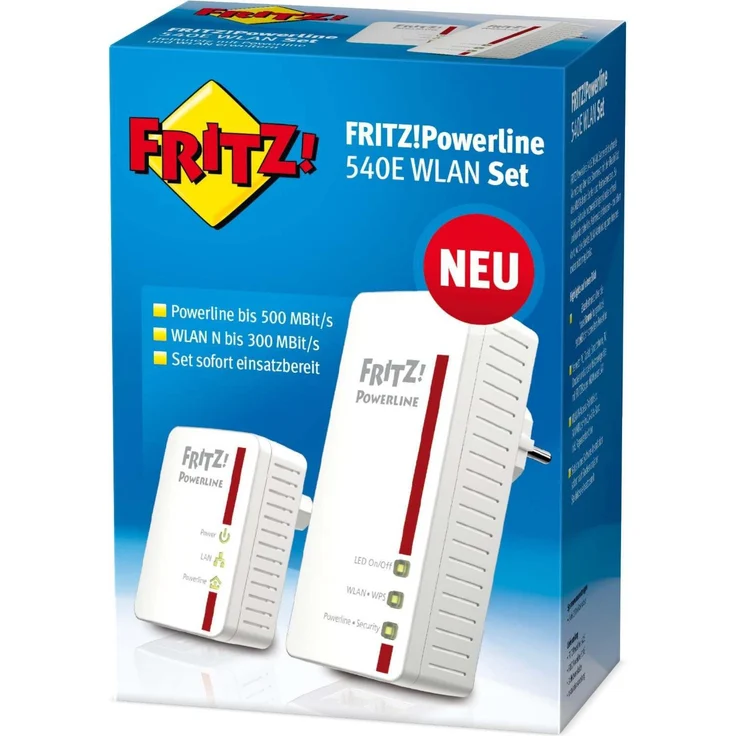 AVM FRITZ!Powerline 540E - 510E WLAN Set (500 MBit-s, WLAN-Access Point, Fast-Ethernet-LAN, internationale Version) – Bild 2