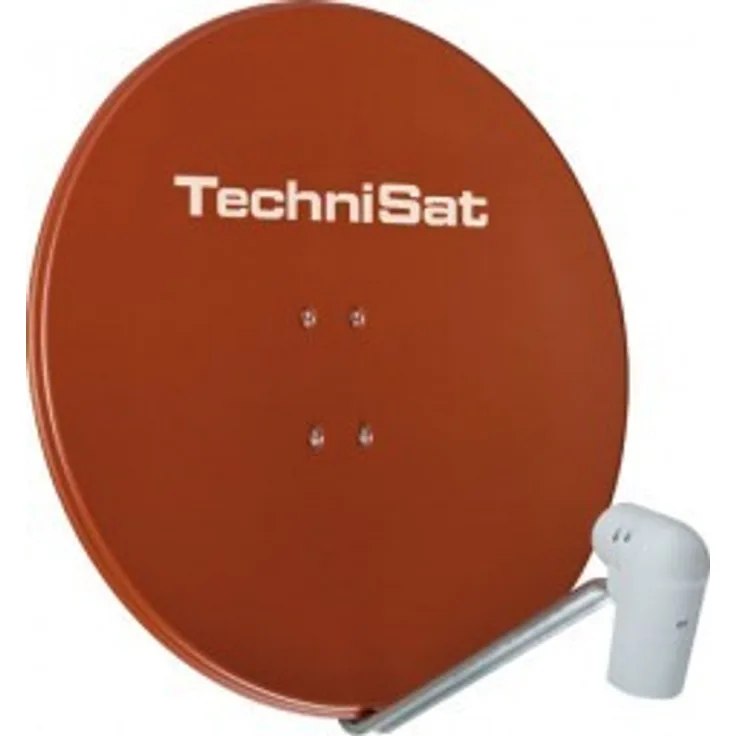 TechniSat SATMAN 850 PLUS – Satellitenschüssel für 4 Teilnehmer (85 cm Sat Spiegel mit Masthalterung und UNYSAT Quattro-Switch LNB im Wetterschutz-Gehäuse) rot