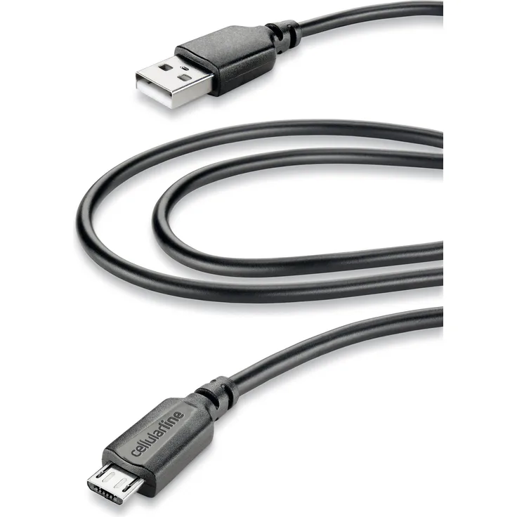 Cellularline 35665 USB-Kabel 2 m USB A Micro-USB B schwarz USB-Kabel (2 m, USB A, Micro-USB B, 2.0, Stecker-Stecker, Anschluss)