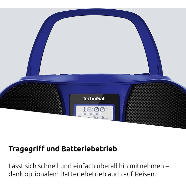 TechniSat DIGITRADIO 1990 - Stereo-Boombox mit DAB+/UKW-Radio und CD-Player (Bluetooth-Audiostreaming, Kopfhöreranschluss, USB, AUX in, Ladefunktion, Uhr, 2 x 1,5 Watt Ausgangsleistung) blau – Bild 7