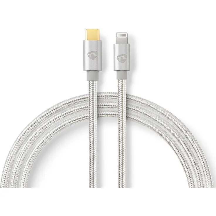 Nedis Apple Lightning-Kabel, Lightning-Stecker, 8-polig, USB-C, 1 m, silber