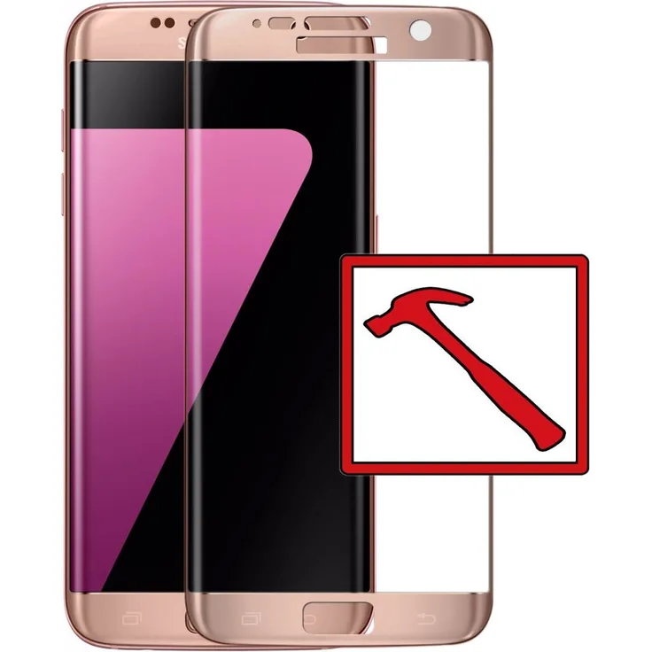 Slabo PREMIUM Panzerglasfolie Samsung Galaxy S7 Edge FULL COVER Echtglas Displayschutzfolie Schutzfolie Folie ''Tempered Glass'' KLAR - 9H Hartglas - Rahmen Pink Gold