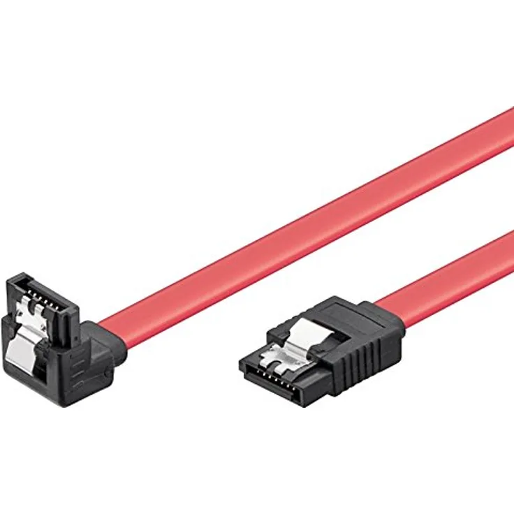 Ewent Kabel SATA III, Geschwindigkeit 6 GBits mit Clips aus Metall, SATA L-Type SATA L-Form - SATA L-Form 90 50 cm rot