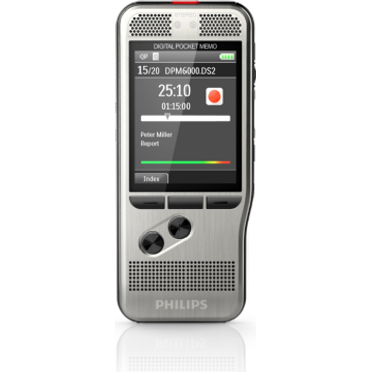 Philips Pocket Memo DPM6000 Digitales Diktiergerät mit 2Mic-Stereoaufnahme