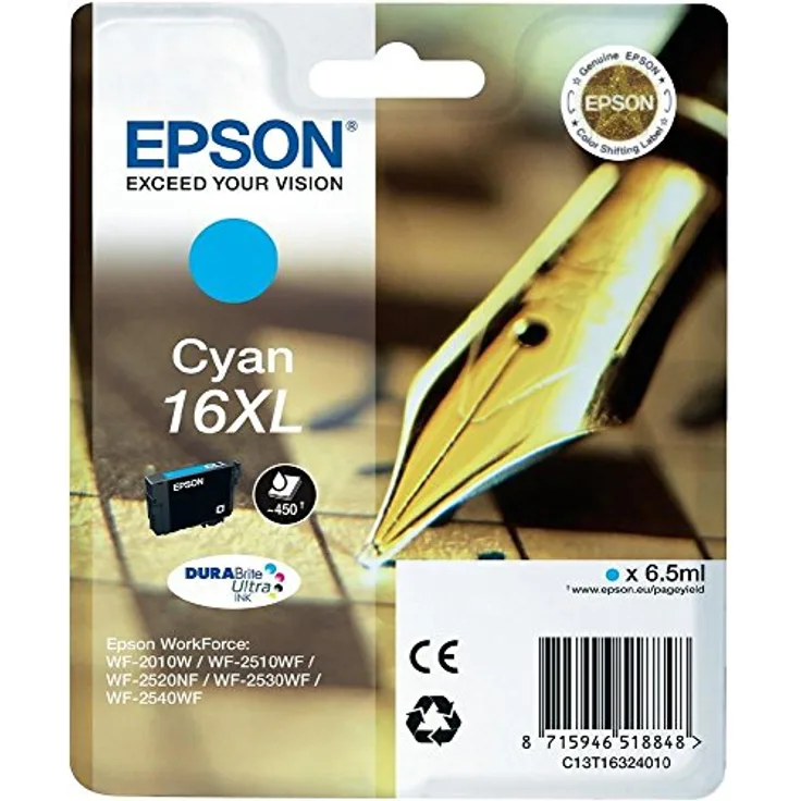 Epson Singlepack Cyan 16XL DURABrite Ultra Ink