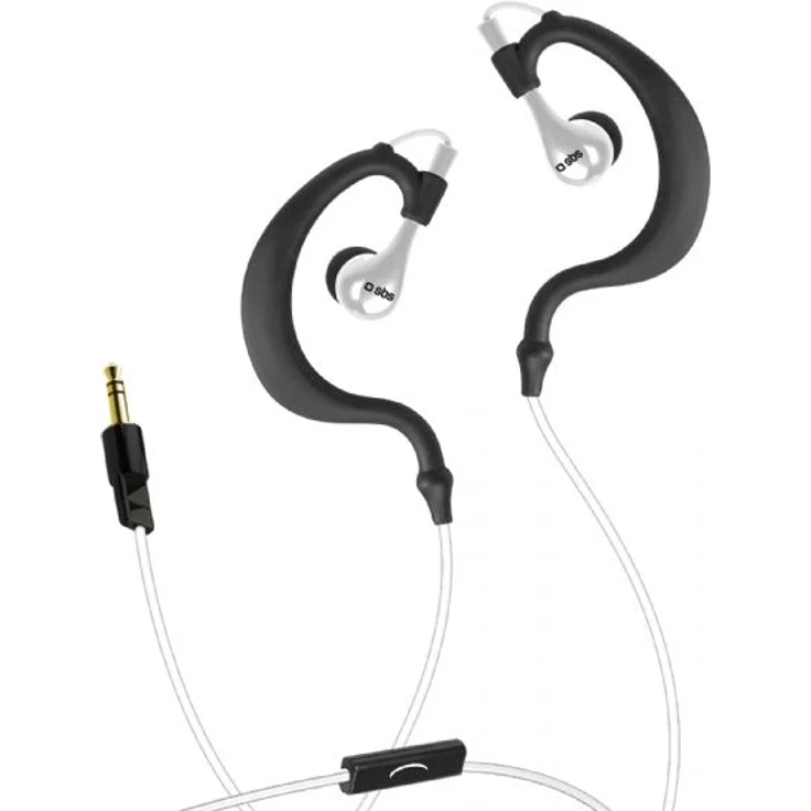 SBS in Ear Kopfhörer mit Kabel - Sport Kopfhörer mit Mikrofon & Bügel für einen festen Halt - Sportkopfhörer in weiß für Smartphone, Handy & PC - Drahtlose Kopfhörer ideal zum Joggen – Bild 1