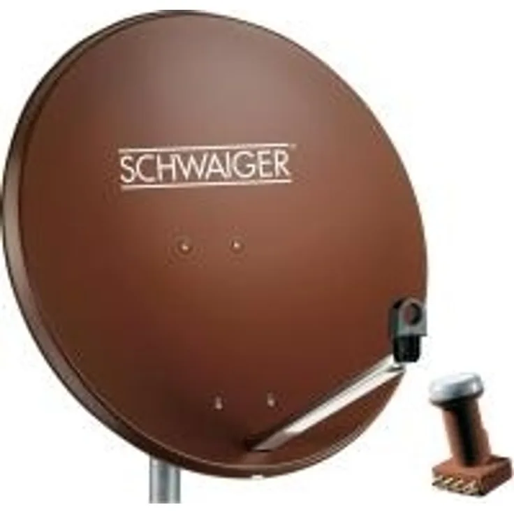 SCHWAIGER SAT Anlage 80 cm 4 Teilnehmer Quad-LNB (mit Switch) Ziegel-Rot (SPI991.2SET)