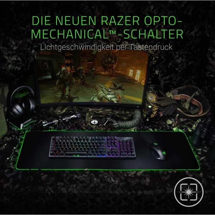 Razer Huntsman Mechanische Gaming Tastatur (mit Opto-Mechanical Schaltern, Lebensdauer von 100 Millionen Tastenanschlägen, RGB Chroma Beleuchtung, QWERTZ-Layout) – Bild 2